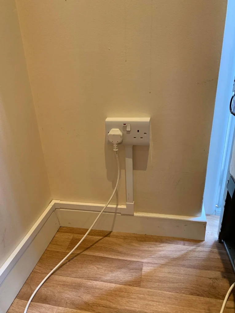 New double wall socket fitted with neat trunking to the skirting