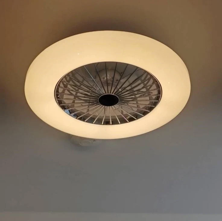 Modern ceiling fan light installed on a bedroom ceiling